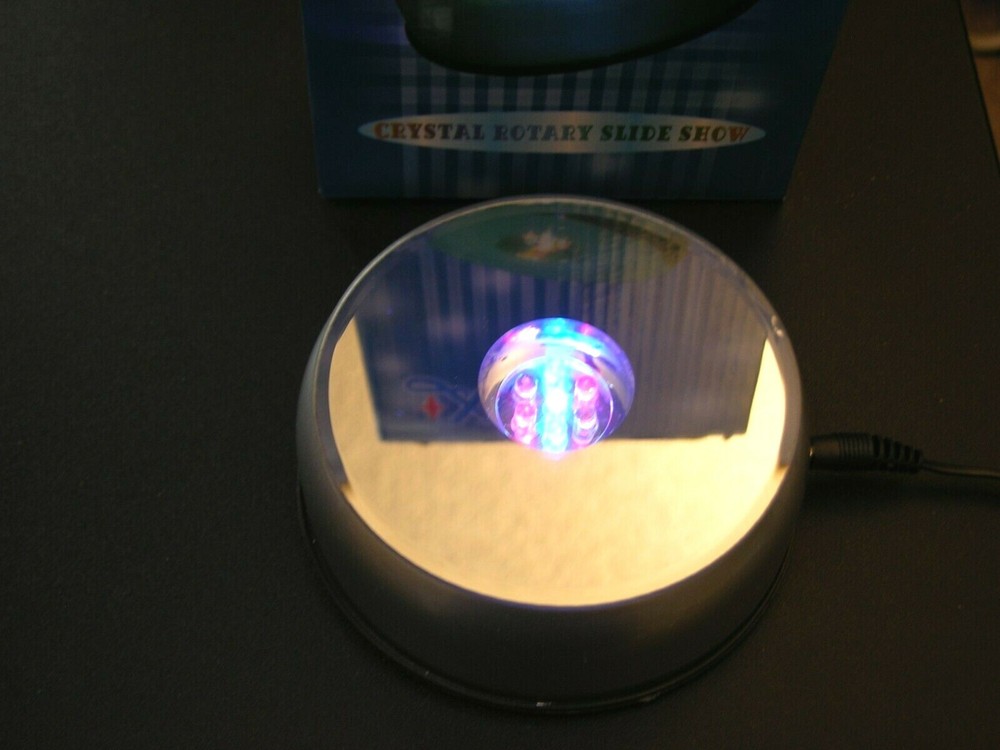 4 inch Lighted turntable mirrored display stand 7 LED lights AC/DC