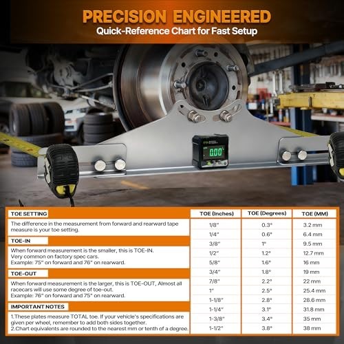 Toe Alignment Tool with 2 Tape Measures & Digital Angle Finder for Accurate Whee