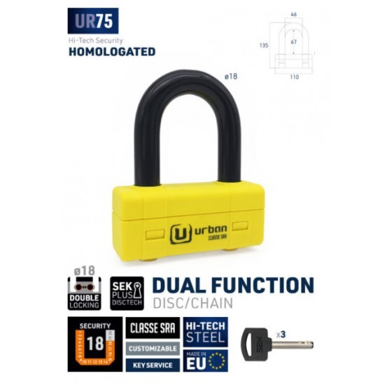 URBAN UR75 DISK LOCK 18mm - GIFT CABLE MEMO