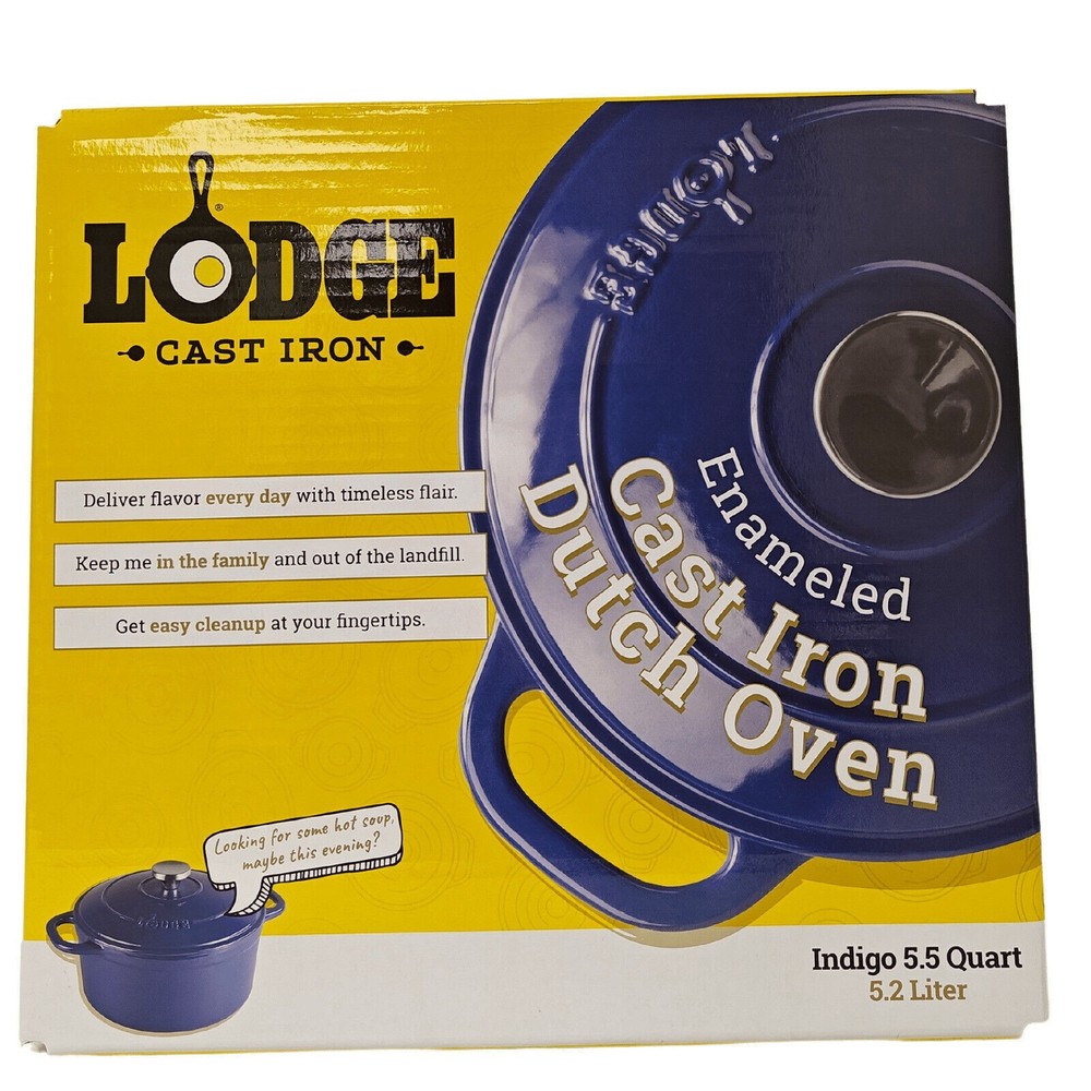 Cast Iron Enameled Dutch Oven W/ Loop Handle Induction Kitchen Cookware 5.5 Qt