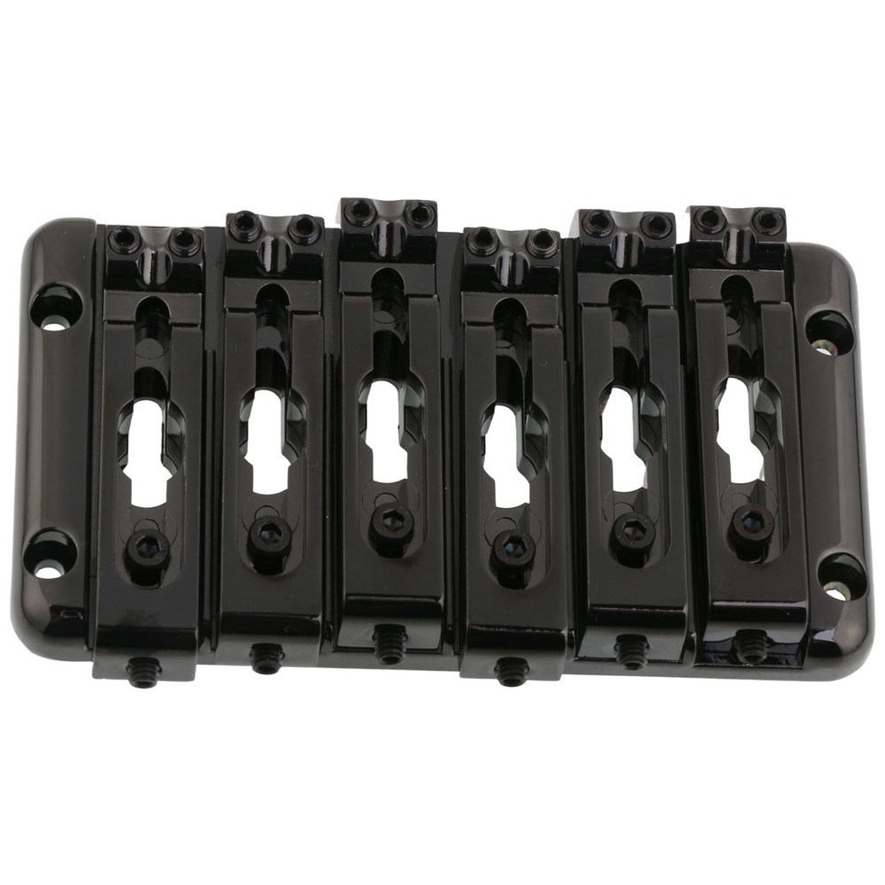 Deluxe 6-String Electric Bass Bridge with Adjustable Saddles Black