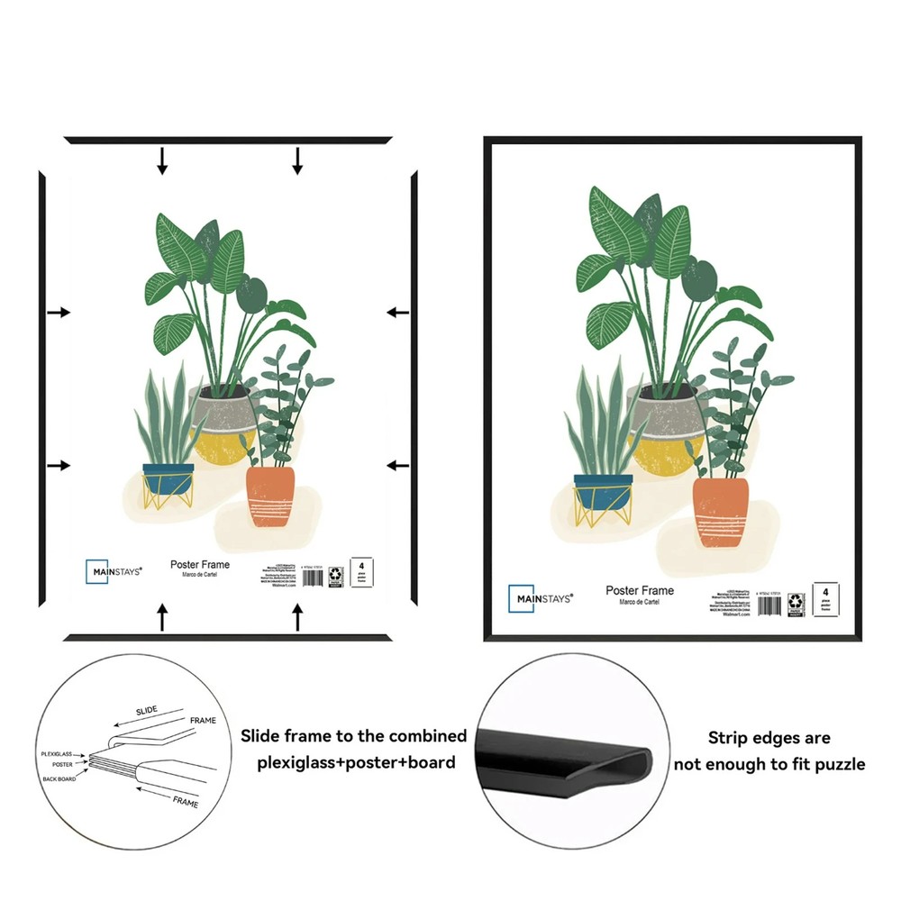 Mainstays 24x36 Basic Black Poster Frame Free & Fast Shipping Black poster frame