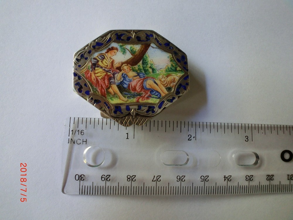 Vintage Italian 800 Silver Enameled Box