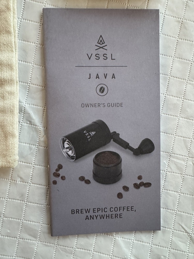 New! VSSL Java White Portable Manual Coffee Espresso 20g Burr Grinder. Camping