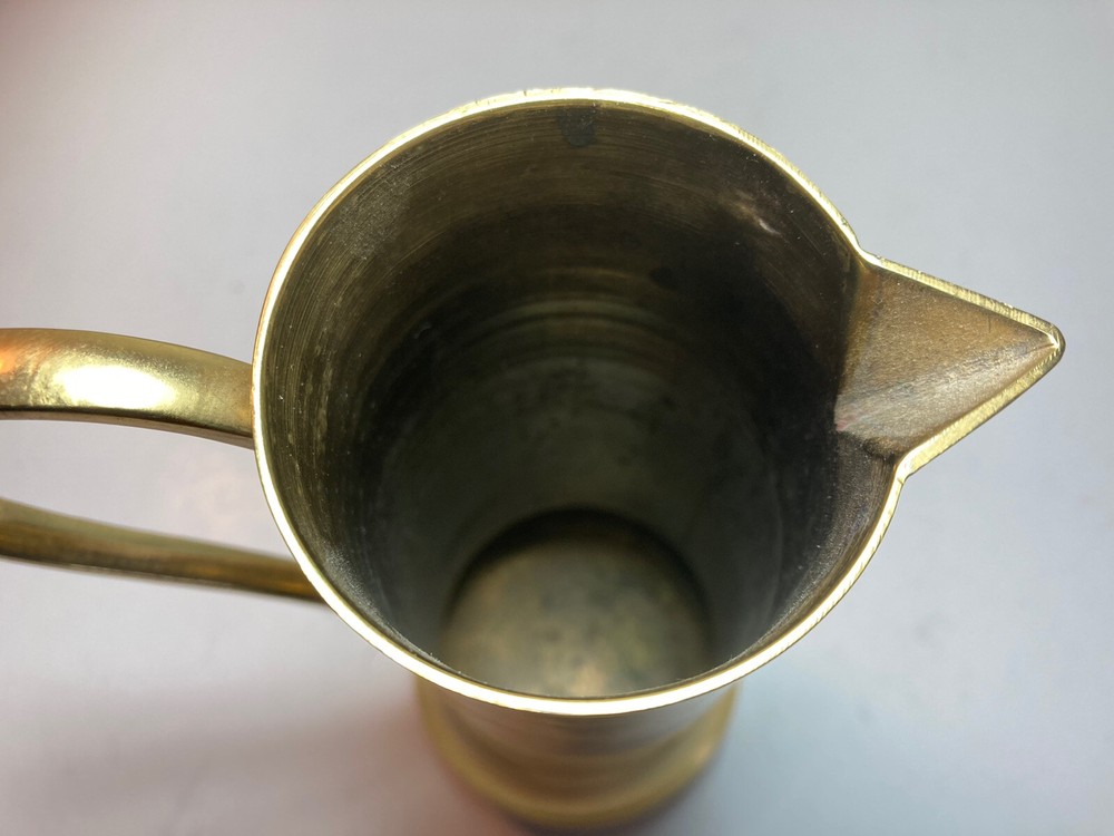 Vintage Solid Brass Pitcher Flower Pot Vase 7.75”