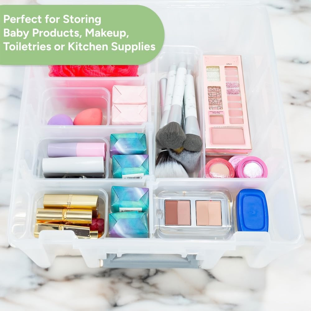 Super Satchel Double Deep Compartment Box - Art Storage with 8 Removable Compart