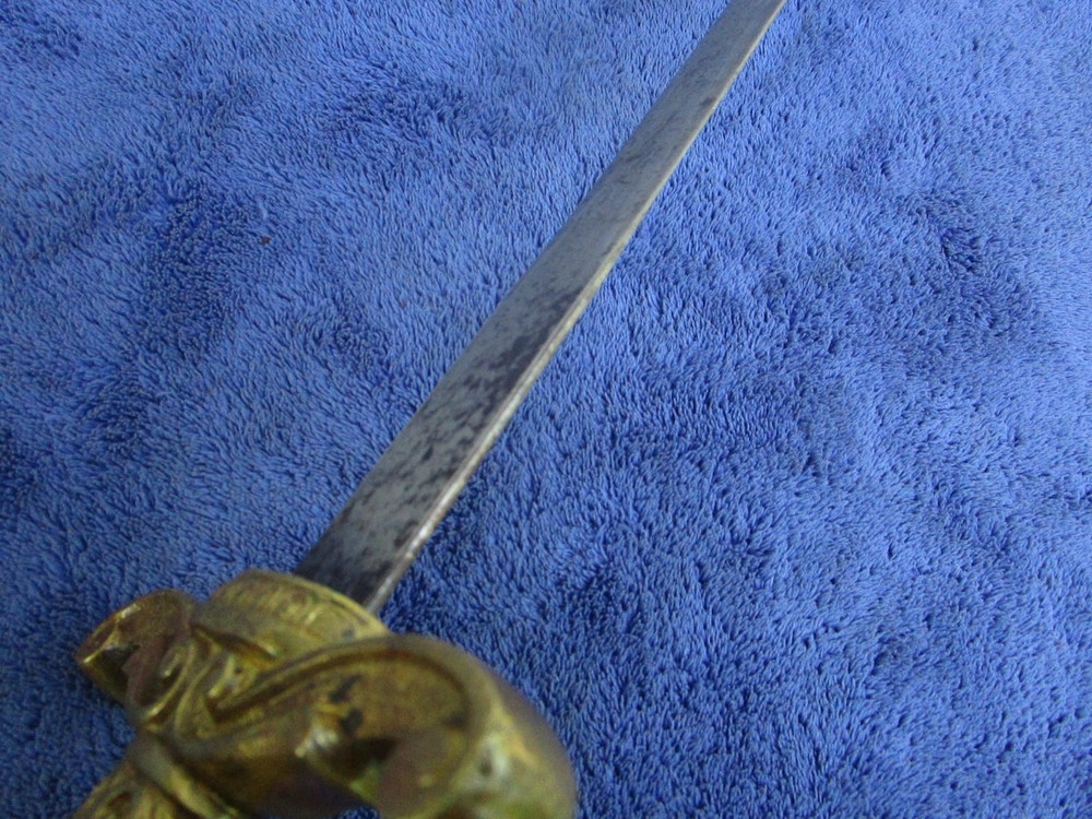 ORIGINAL ANTIQUE US BRASS HANDLE SIDEARM FRATERNAL SHORT SWORD