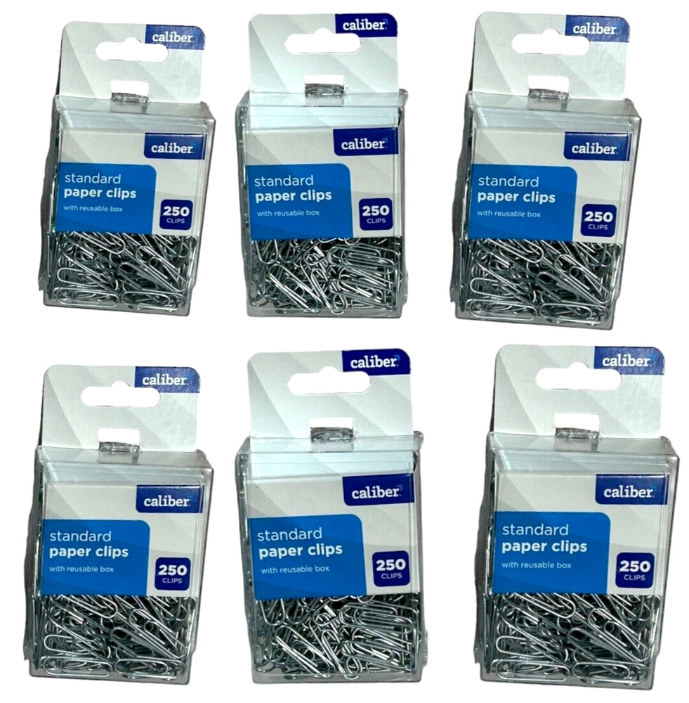 1500 Standard Paper Clips (6 x 250 = 1500 Count) Includes Clear Storage Box