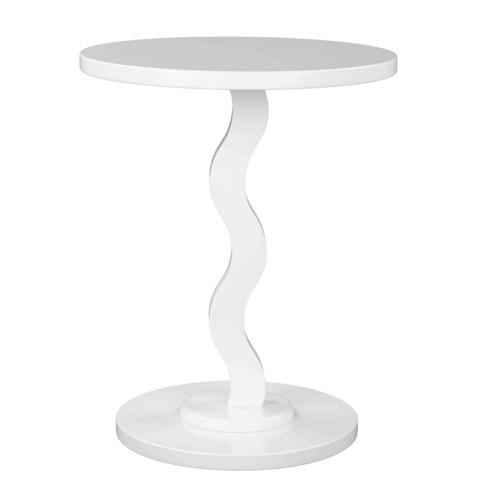 Wood Wavy Nightstand Side Table Brilliant White