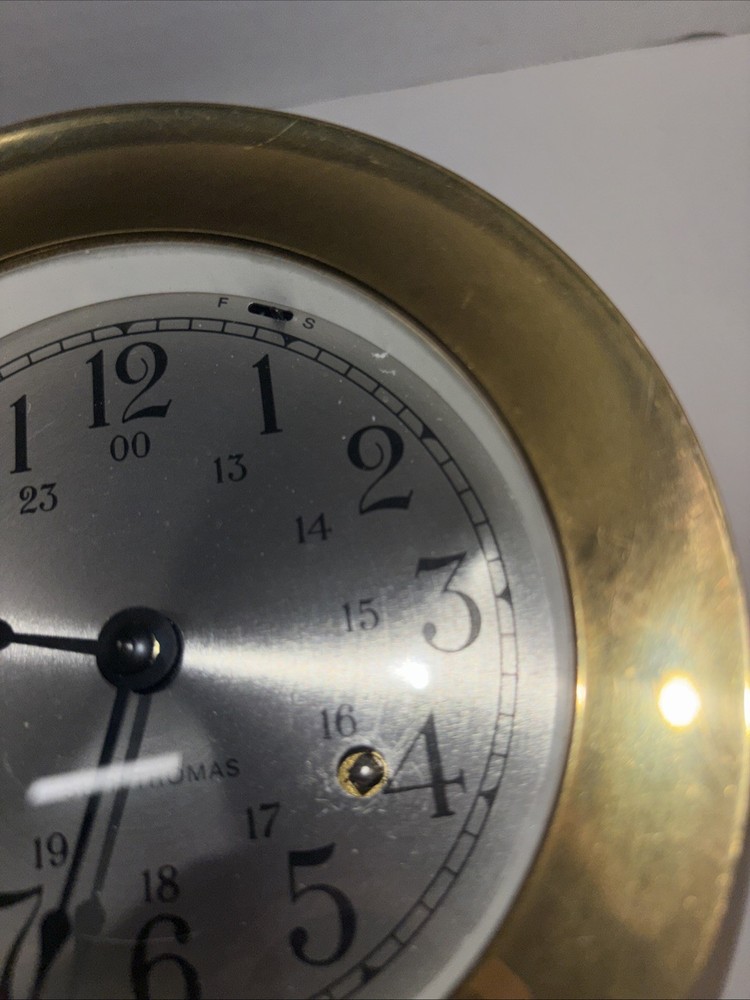 Vintage Seth Thomas Brass Ship's Bell Maritime Clock Working With Key