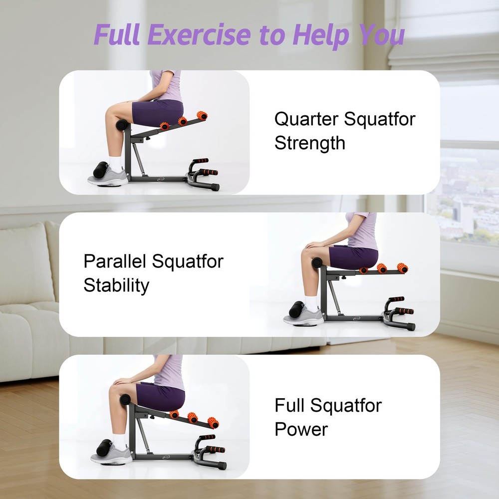 Deep Squat Machine, Adjustable Glutes Trainer Machine, Core & Abs for Low Imp...