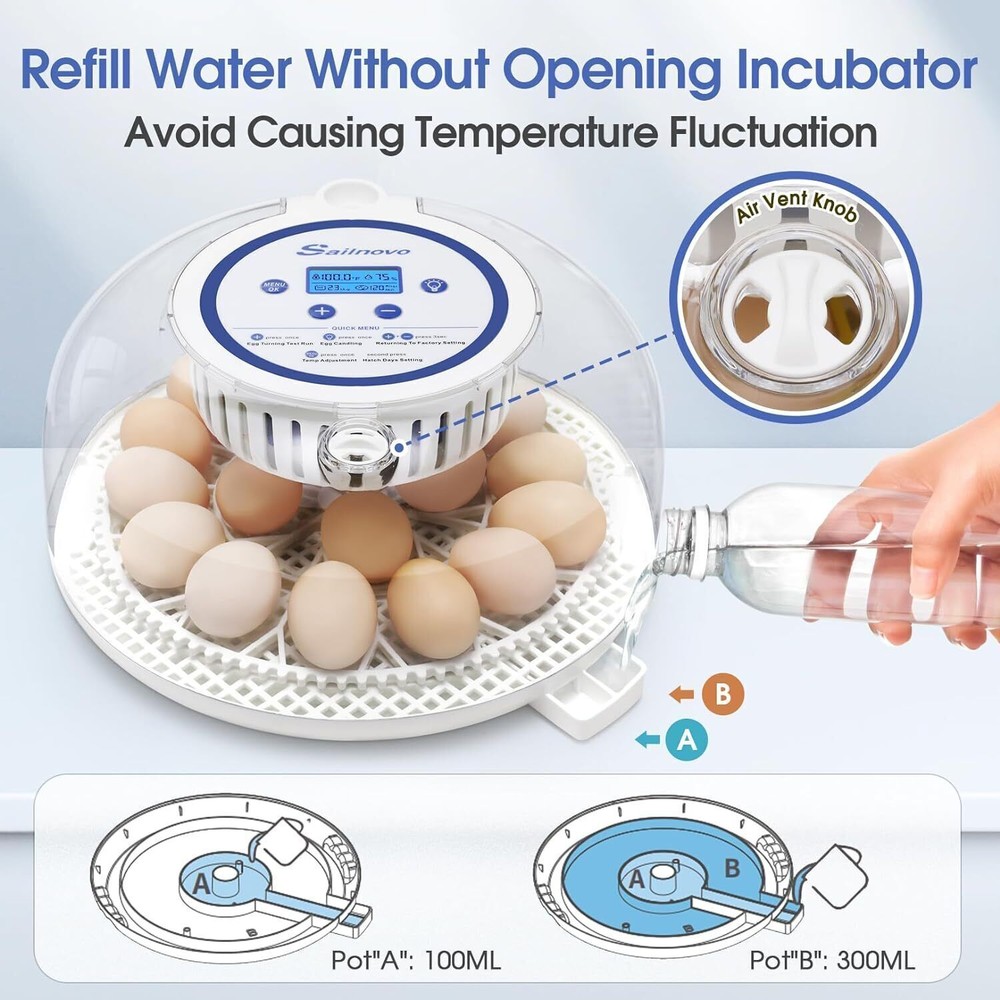 18 Egg Poultry Incubator for Hatching Eggs Chick Automatic Turning &Stop Display