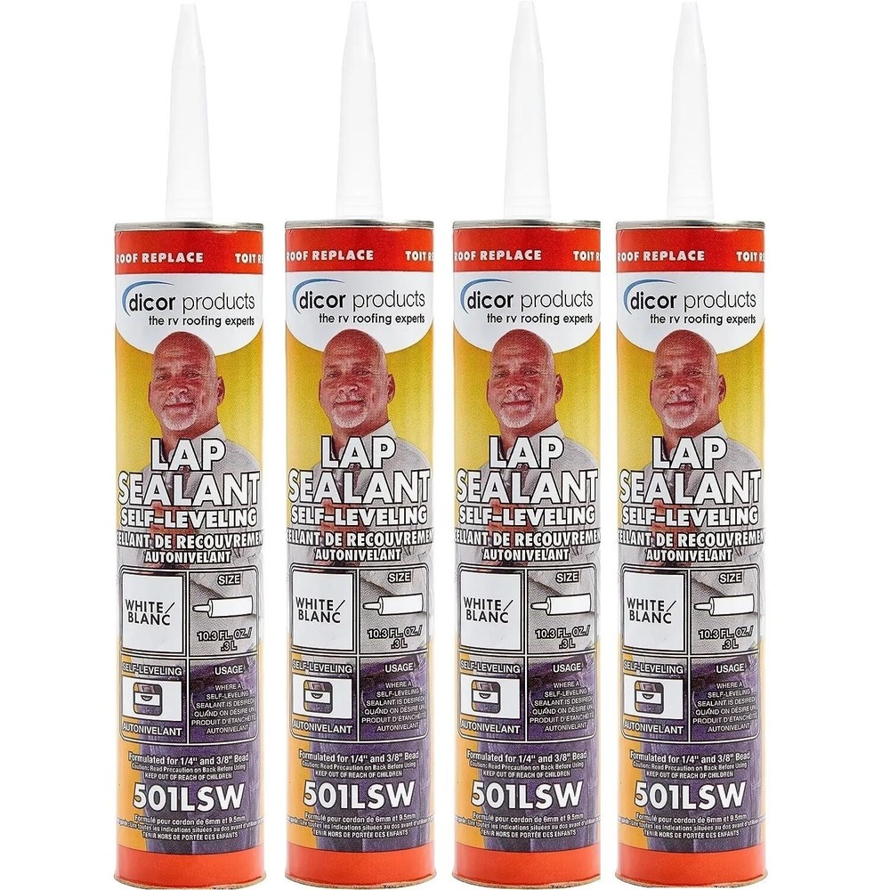 501LSW-1 (4-Pack) Self Leveling Lap Sealant White Dicor Camper Roof Repair