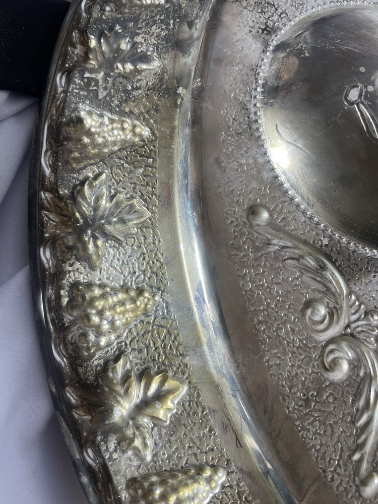 Large Silver Plated Passover Judaica Plate