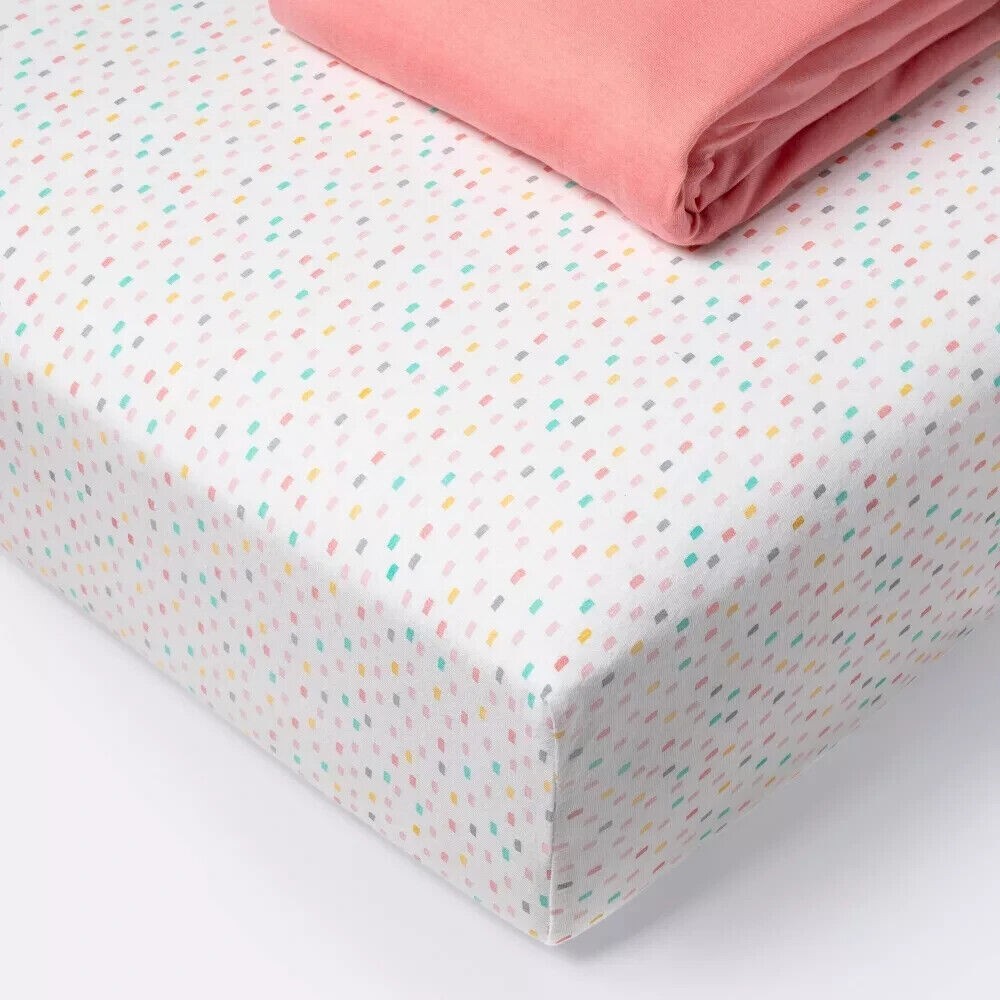 Cloud Island 2-Pack Jersey Crib Fitted Sheets - Fully Elastic - 100% Cotton