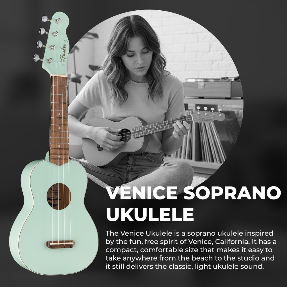 Fender Venice Soprano Ukulele - Surf Green