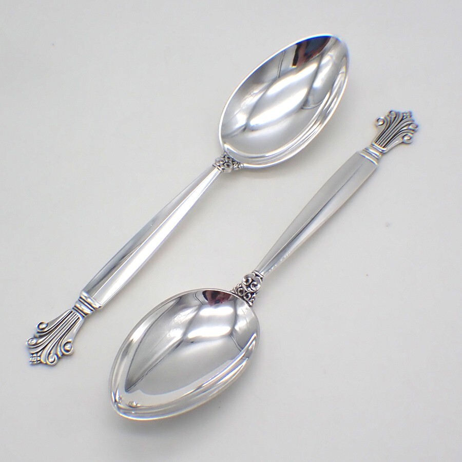 Acanthus Dinner Spoons Three Georg Jensen Sterling Silver 1917