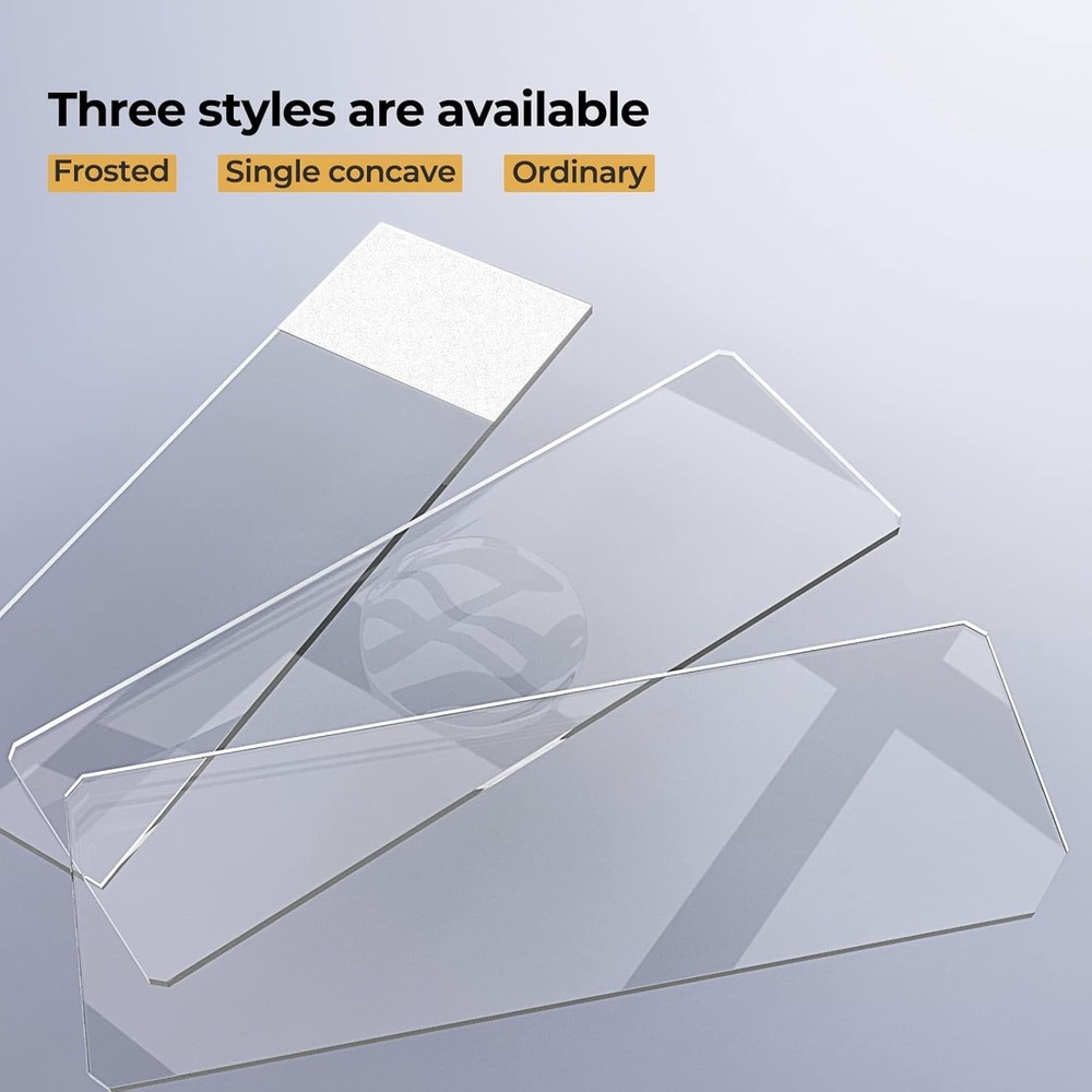 Rounded Edge Microscope Slides Kit - 50 Blank Slides & 100 Coverslips