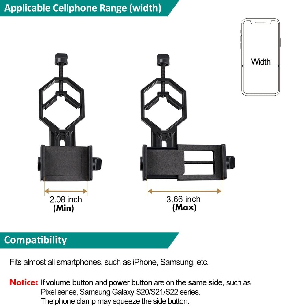 Durable Smartphone Telescope Adapter Compatible with Binoculars & Microscopes