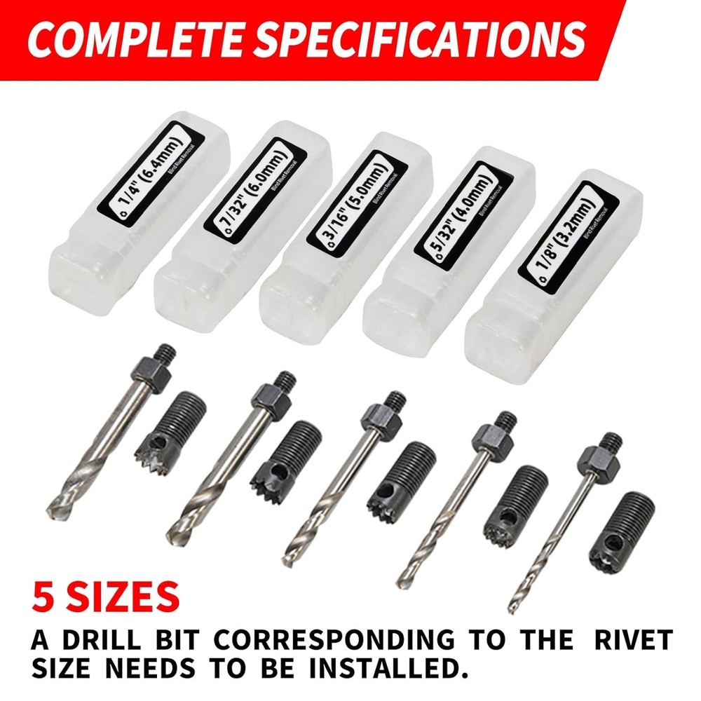 Rivet Removal Tool,POP Rivet Drill Remover,Electric Drill Adapter Rivets Pull...