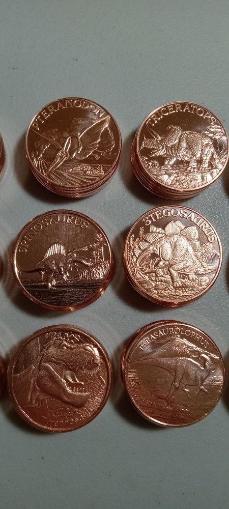 "12 Dinosaur Set" 1 oz AVDP .999 Copper Rounds