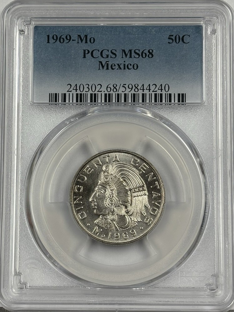 1969-Mo Mexico 50 Centavos PCGS MS68 TOP POP