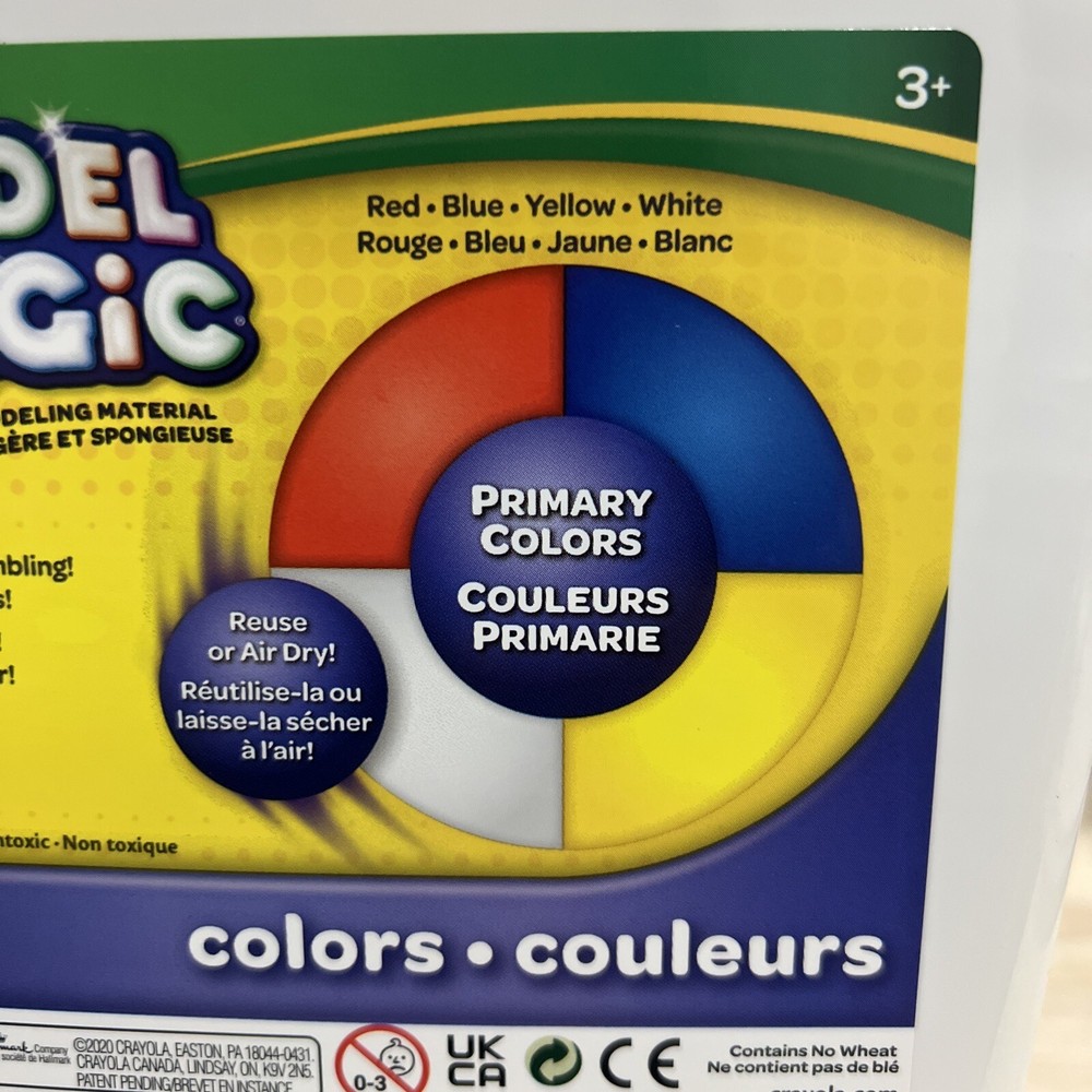 NEW! Crayola (4) 8oz Packs Model Magic Modeling Compound - BL, RD, WT, YL 574415