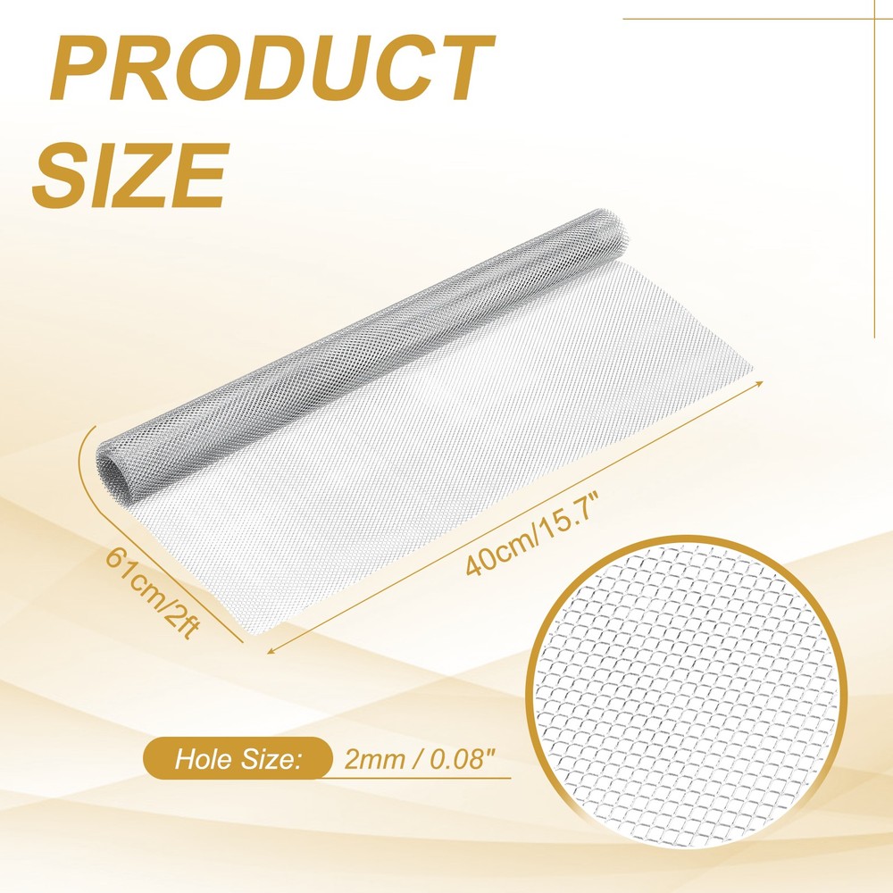 Aluminum Wire Mesh, 15.7" x 2ft Craft Wire Mesh, Silver