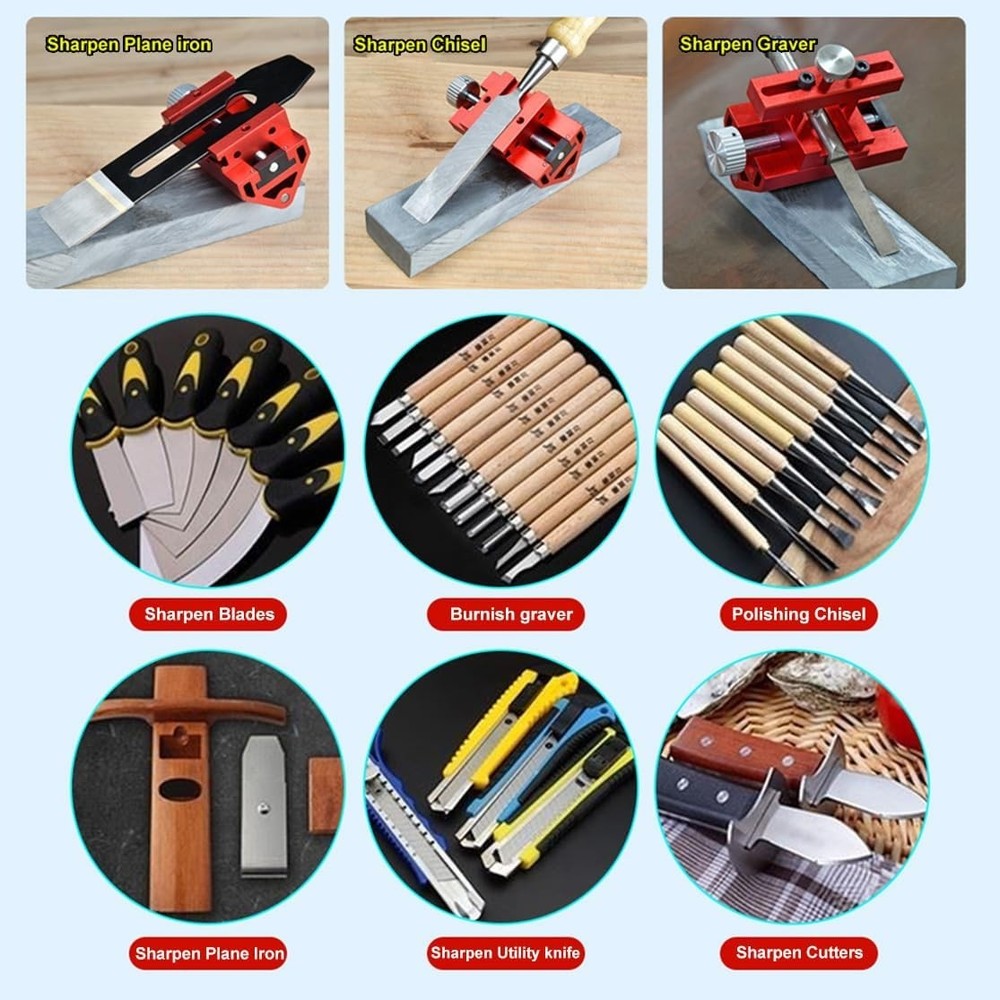 Versatile Chisel Sharpening Jig - Adjustable Honing Guide Fits 0-2.55 in Blades