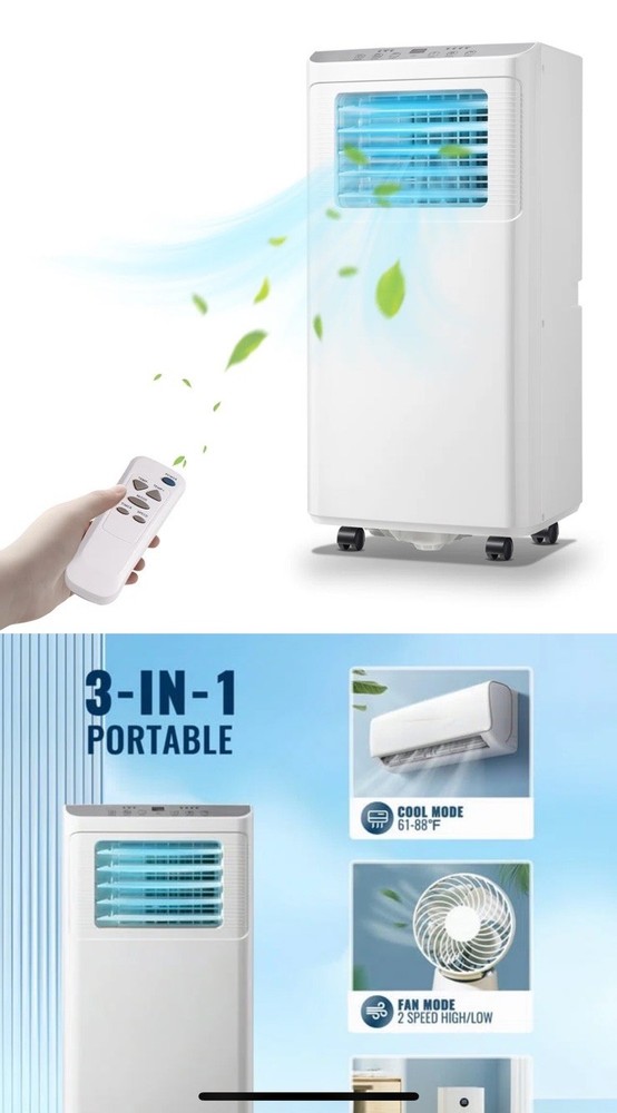 WANAI 8000 BTU Portable Air Conditioner for 250 Sq Ft with Remote