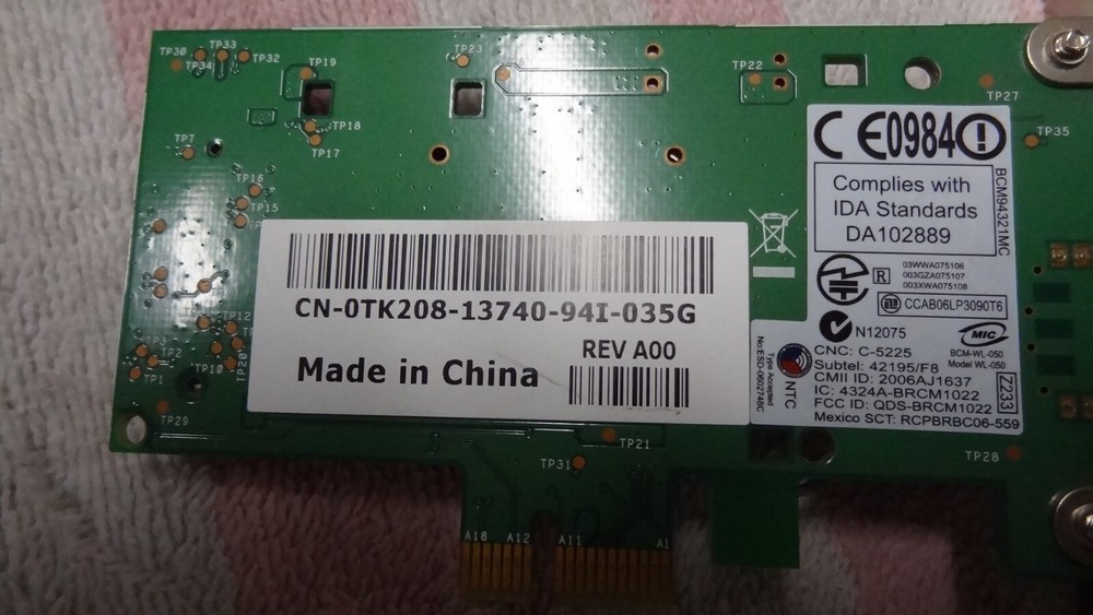 Dell WL-050 WLAN CN-0TK208 Wireless Card