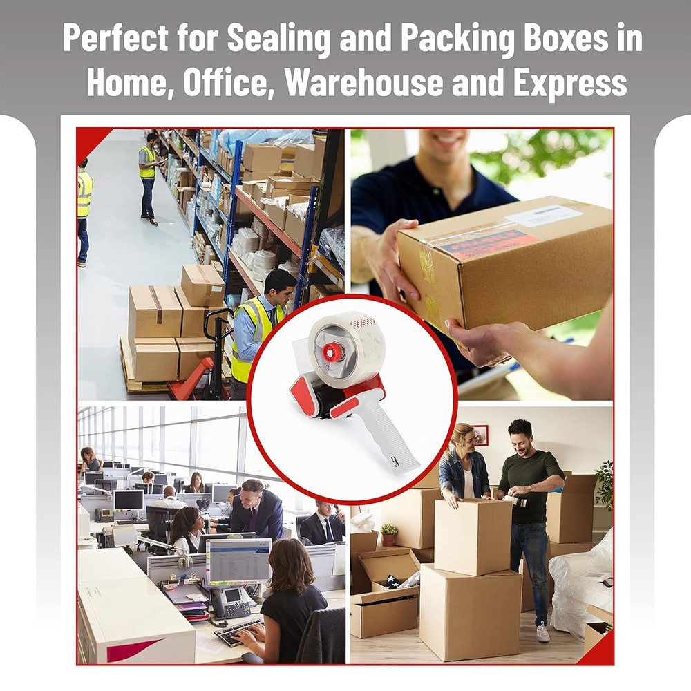 Heavy Duty Packing Tape Dispenser Gun 2-Inch,2 Pack with 2 RollsClear Packaging