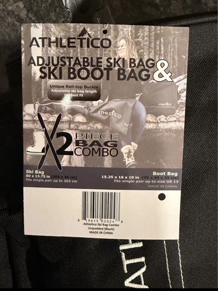 Athletico Adjustable Ski & Boot Bag Combo, Water-Resistant, Double Locking Zipp…