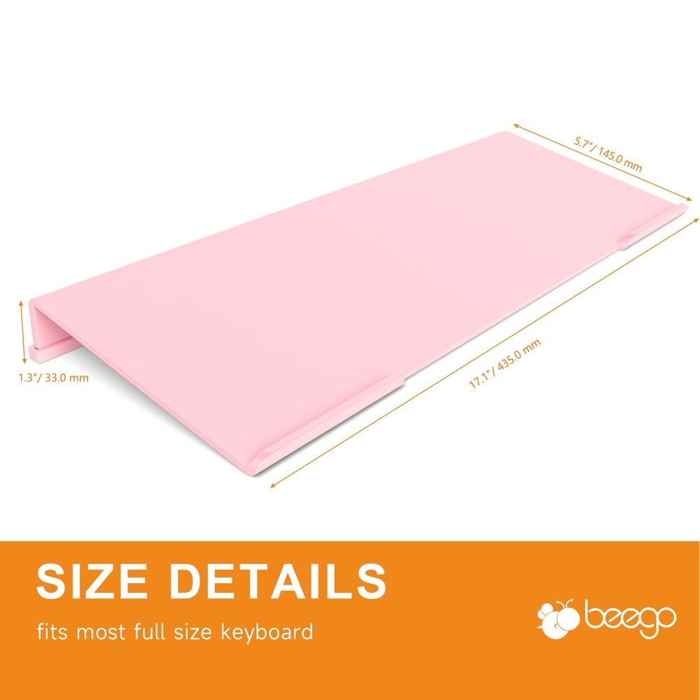 BEEGO Ergonomic Computer Keyboard Stand - Pink Acrylic Keyboard Riser Tilted ...