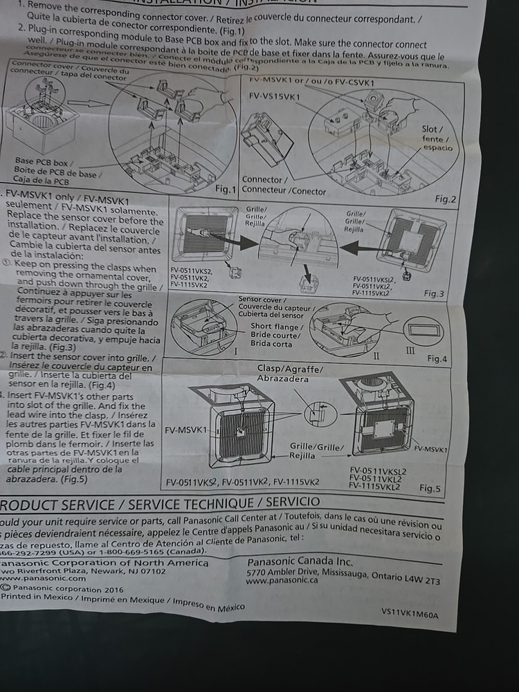Panasonic FV-MSVK1 Motion Sensor Module. New