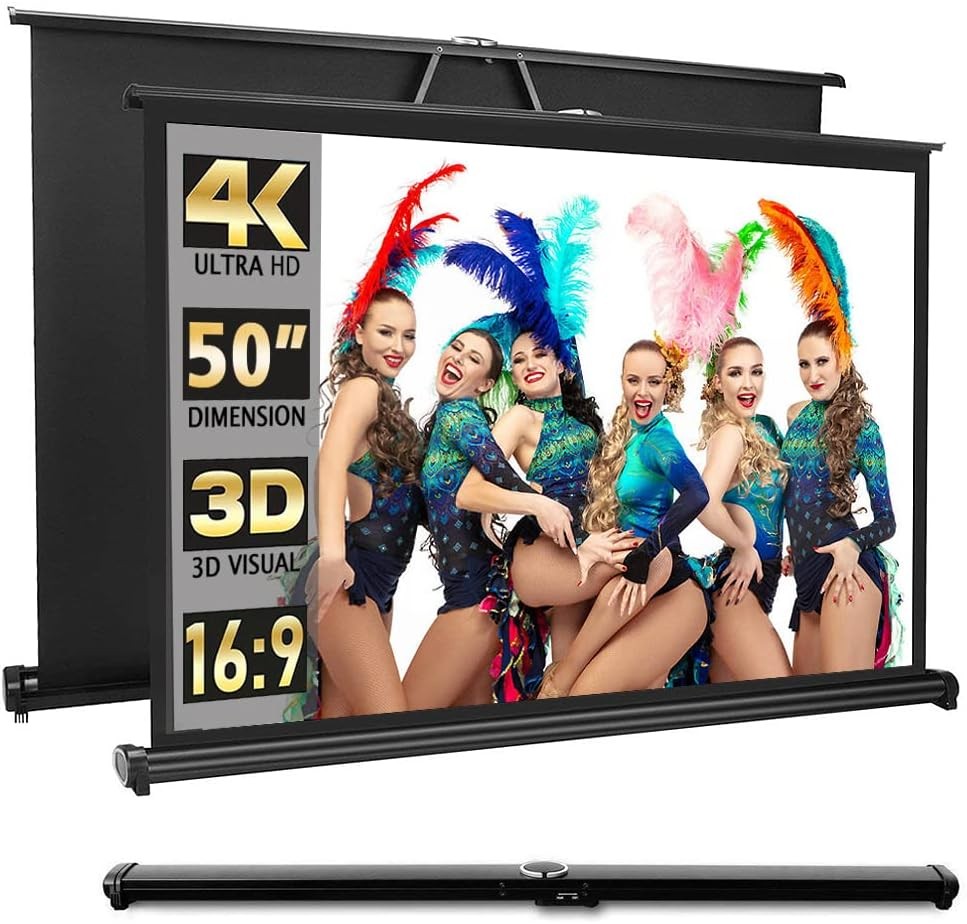 New Portable Mobile 50 Inch Projector Screen Pull Down, 16:9 Projector Screen...