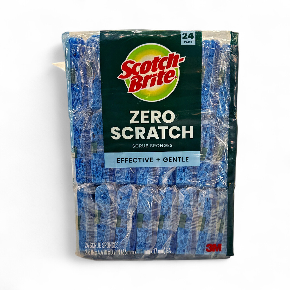 Scotch-Brite Zero Scratch Scrub Sponges, Individually Wrapped - 24 Count