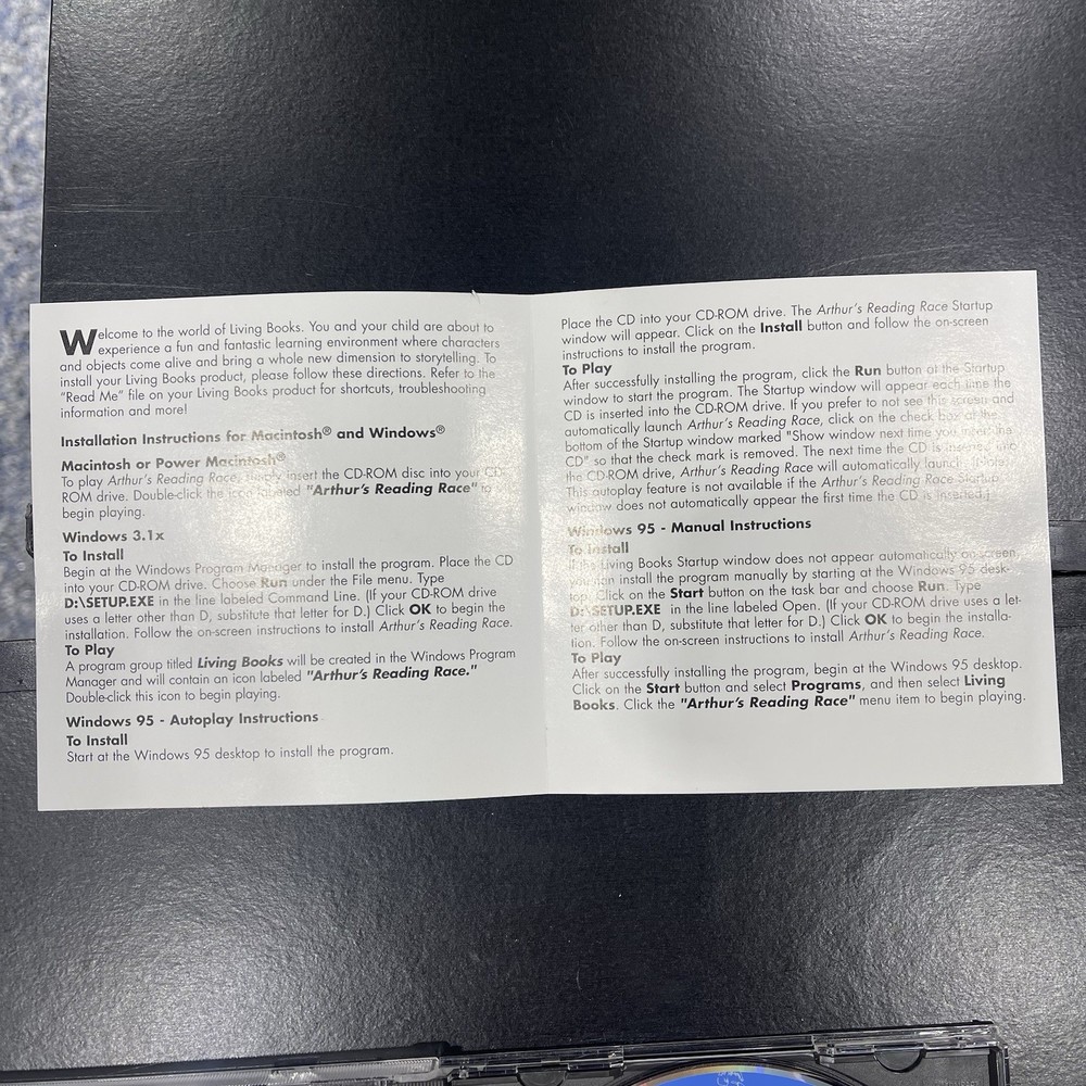 Arthur's Reading Race - Interactive Living Books - User's Guide - 1996 PC CD-ROM