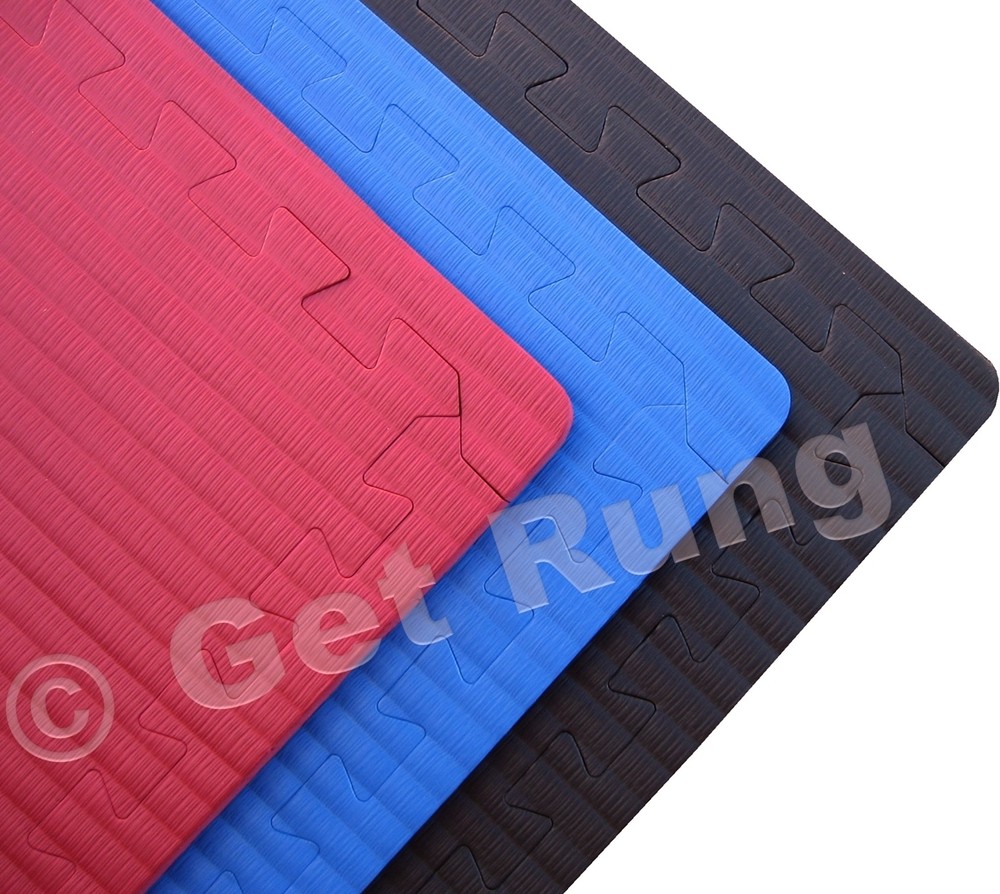 red mixed martial arts grappliing interlocking floor puzzle mat system