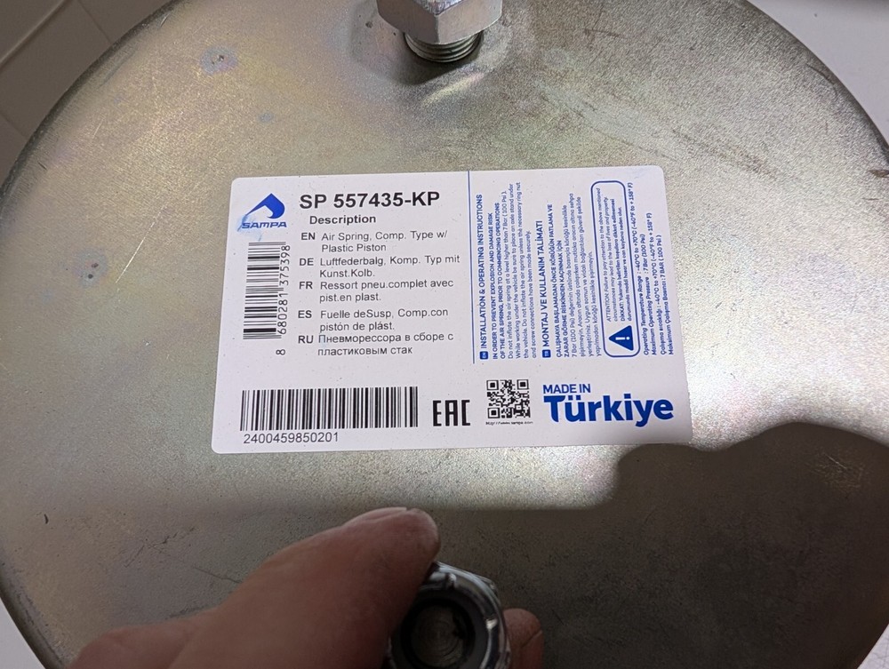 Air Spring, Comp. Type W/ Plastic Piston - SP 557435-KP (U1CW)