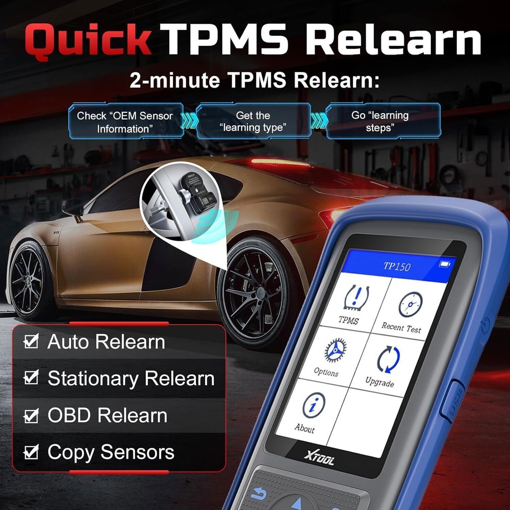 2025 XTOOL TP150 TPMS TS100 Programming Tool Tire Sensor Relearn/Reset/Activate