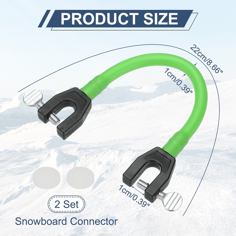 Ski Tip Connector, Snowboard Clip Ski Training Aid 2 Pcs &Light Green