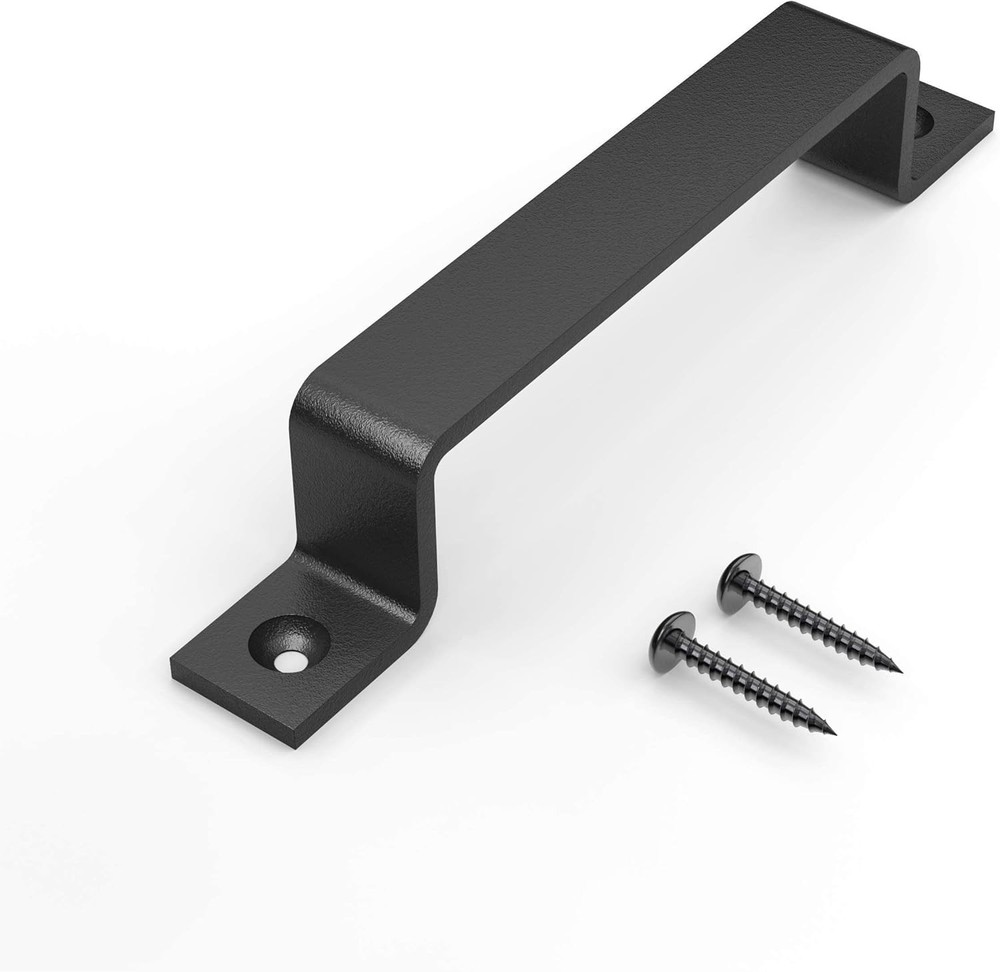 8" Black Iron Pulls for Gates, Sheds - 2 Pack