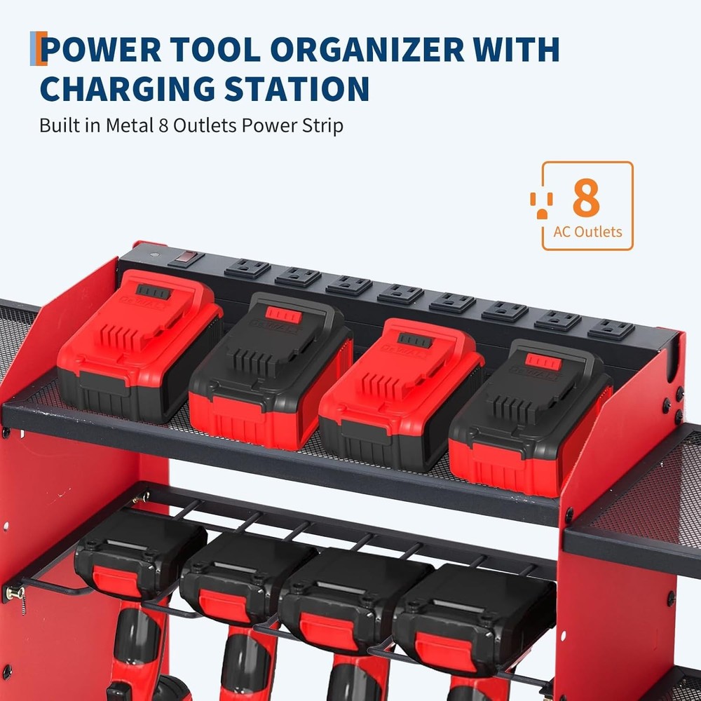 8 Drill Power Tool Organizer Wall Mount Garage Storage Rack 3-Layer Drill Holder