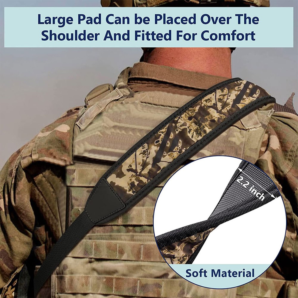 Camo Rifle Gun Sling with Swivels Soft Shoulder Padded Strap Adjustable 2 Points