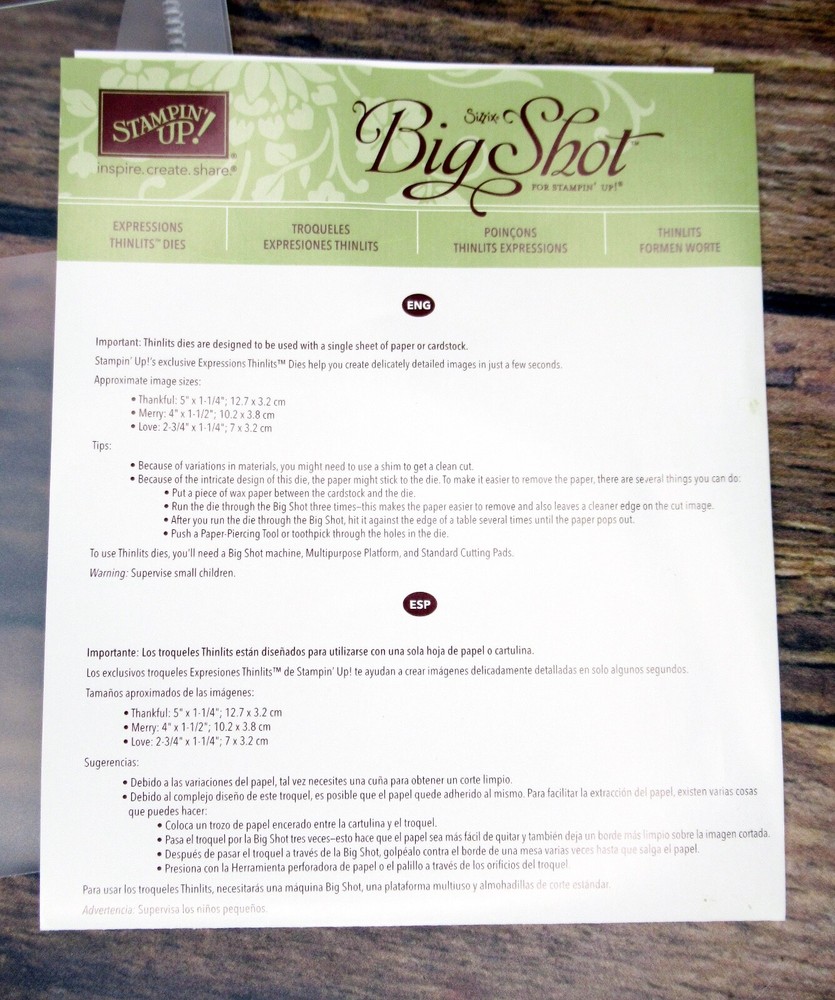 Stampin Up Dies ~ Love ~ Merry ~ Thankful ~ EXPRESSIONS THINLITS DIES ~ Big Shot