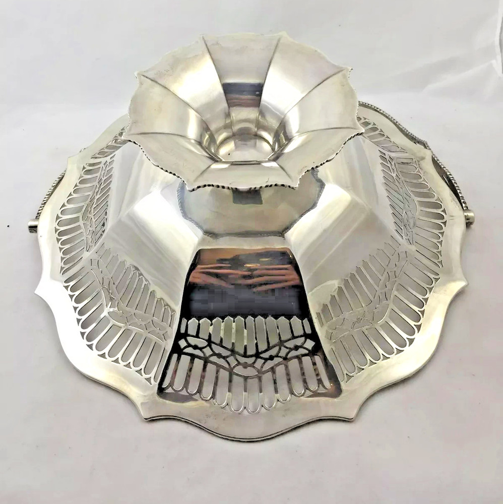 Hallmarked Large Solid Silver Basket By William Hutton & Sons 1917 525g