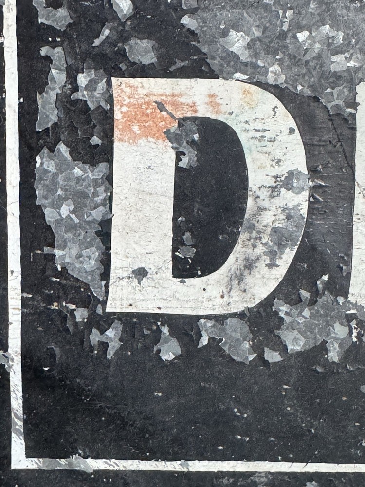 vintage double sided Hand Painted Galvanized Sign