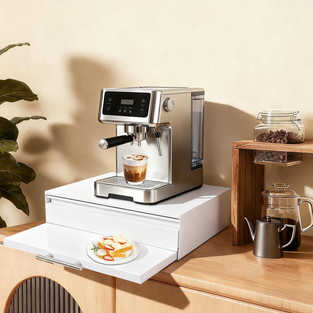 Countertop Microwave Rack, Microwave Stand with Drawer & Shelf