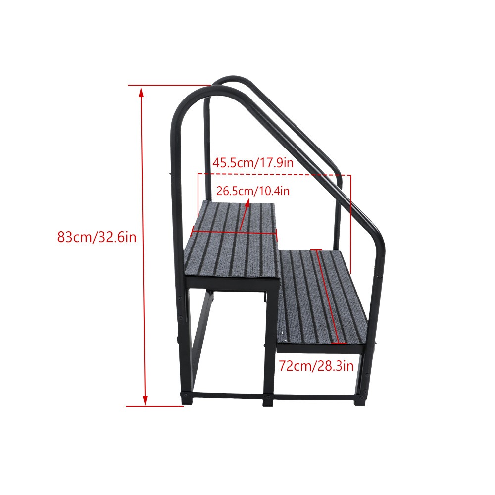 For 2 Step RV Steps with 2 Handrails w/Step Mat 660 lbs Load Capacity